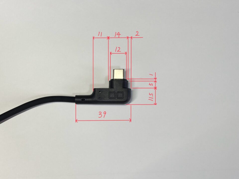 CIOシリコンケーブルマグネット端子 L字（‎CIO-SLLMGE-CC2-BK1）のサイズ