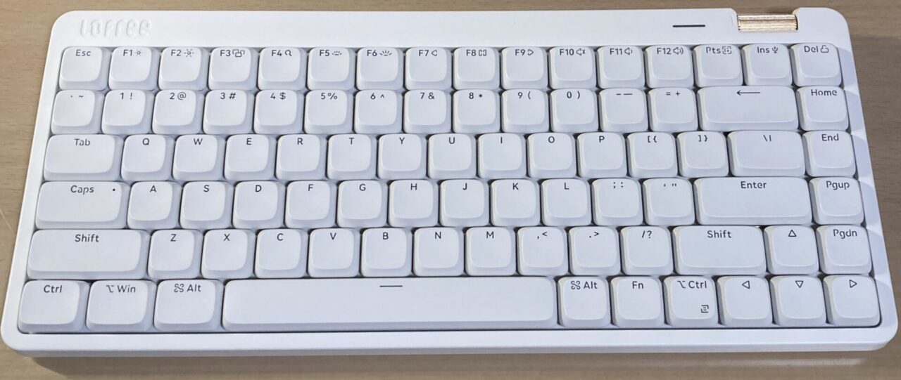 Lofree Flow Lite 84のLEDバックライトの様子。